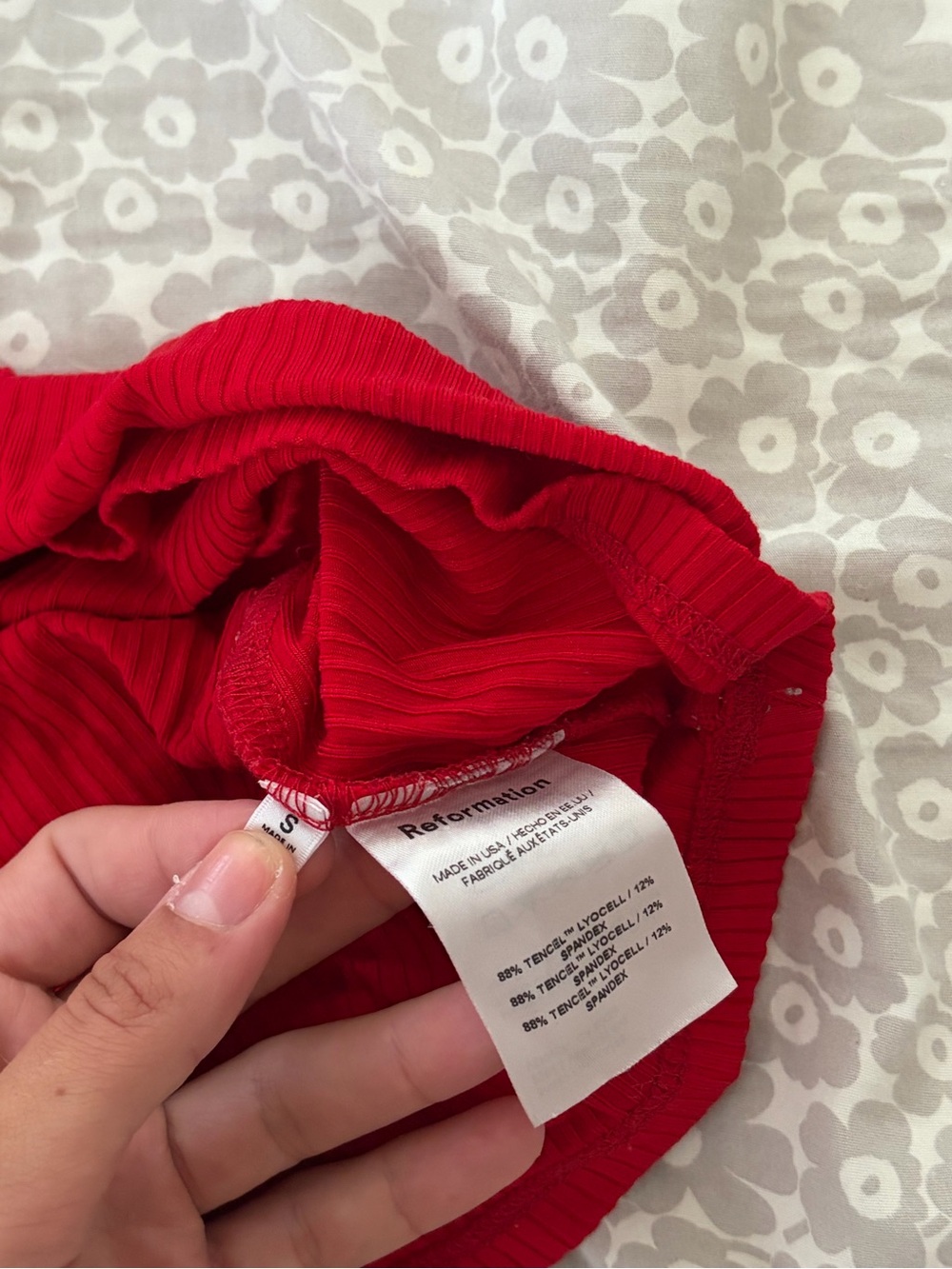 Reformation Red Ribbed Spaghetti Strap Tank - Picture 3 of 3